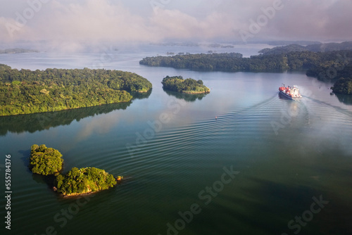 Container Ship on Lago Gatun, Panama Canal, Panama photo