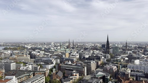 Hamburg city from St. Michael's Church perspective view