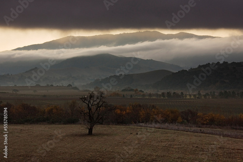 Overview of Fields and Hills, Santa Ynez Valley, Southern California, USA photo