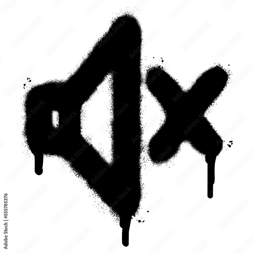 Spray Painted Graffiti Sound Off Icon  Sprayed isolated with a white background. graffiti Sound Off symbol with over spray in black over white. Vector illustration.