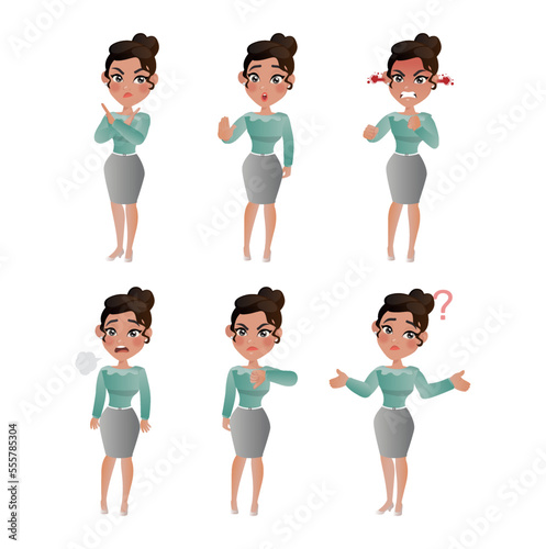 Set of business people with different poses