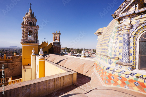 Rooftop of Church of San Fransisco, Acatepec, Cholula, Mexico photo