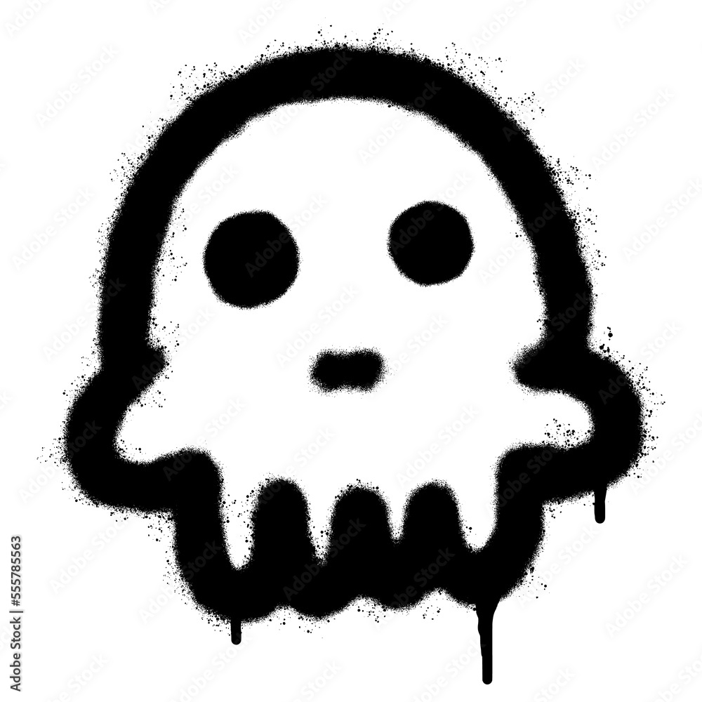 Spray Painted Graffiti skull icon Sprayed isolated with a white background. graffiti skull symbol with over spray in black over white. Vector illustration. Spray Painted Graffiti skull icon Sprayed isolated with a white background. graffiti skull symbol with over spray in black over white. Vector illustration.