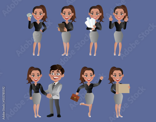 Set of business people with different poses