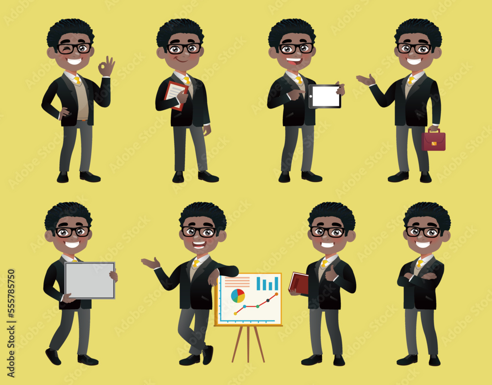 Naklejka premium Set of business people with different poses