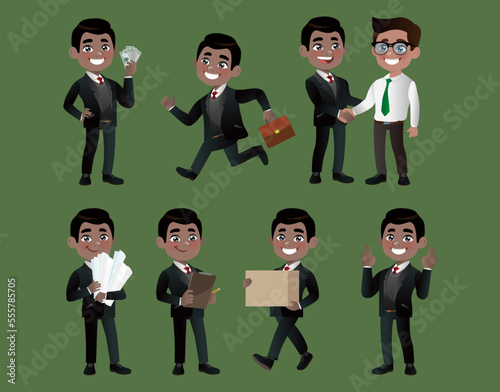 Set of business people with different poses