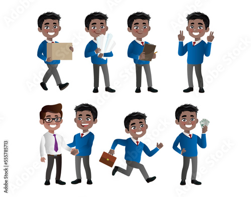 Set of business people with different poses