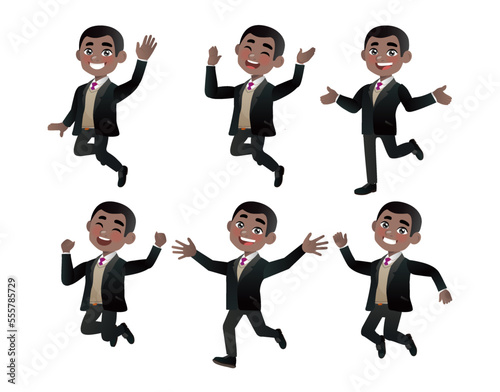 Set of business people with different poses