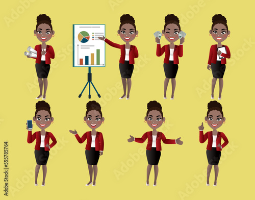Set of business people with different poses