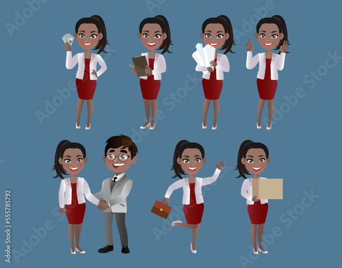 Set of business people with different poses