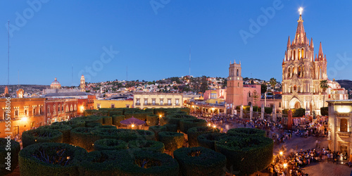 Overview of Pruned Shrubbery, The Zocalo, San Miguel de Allende, Guanjuato, Mexico photo