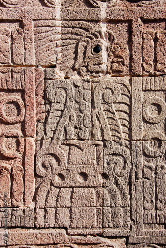 Carving in Quetzalpapalotl Palace, Teotihuacan Archaeological Site, Mexico photo