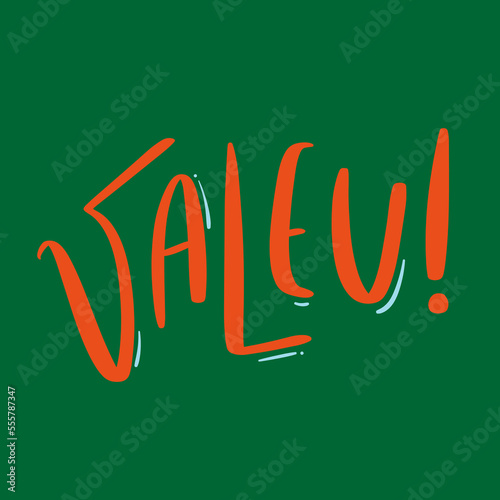 Valeu. Thanks in brazilian portuguese. Modern hand Lettering. vector. photo