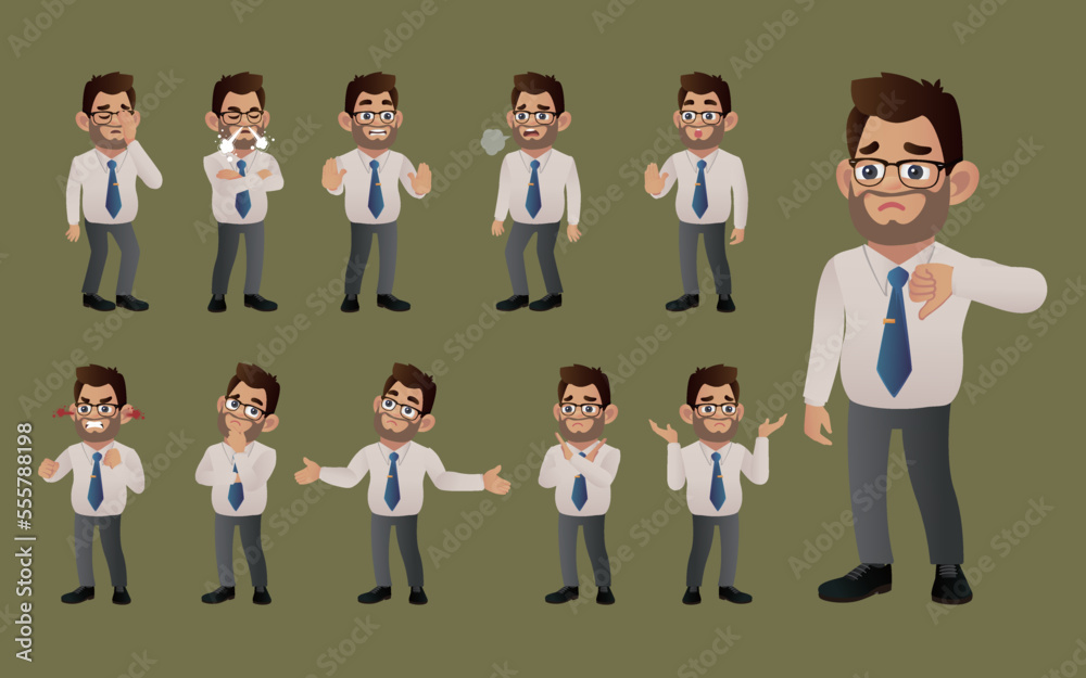 Set of business people with different emotion Set of business people with different emotion