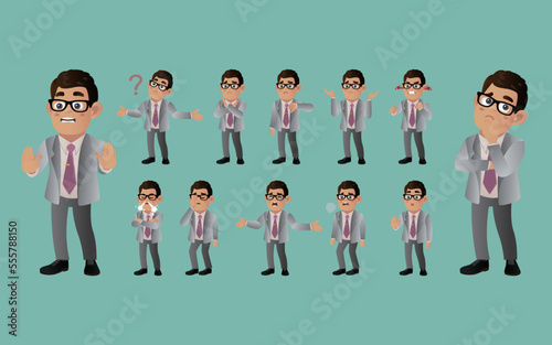 Set of business people with different emotion