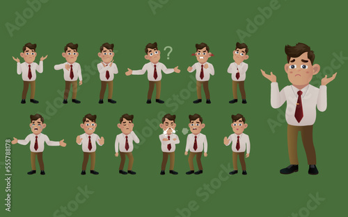 Set of business people with different emotion