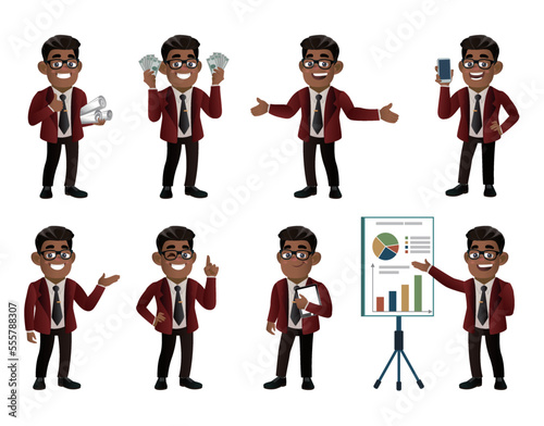 Set of business people with different poses