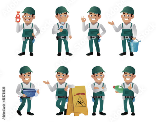 Set of cleaner with different emotion