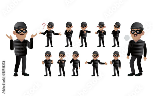 Set of thief with different emotion