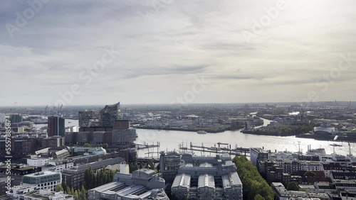Hamburg city from St. Michael's Church perspective view