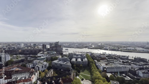 Hamburg city from St. Michael's Church perspective view