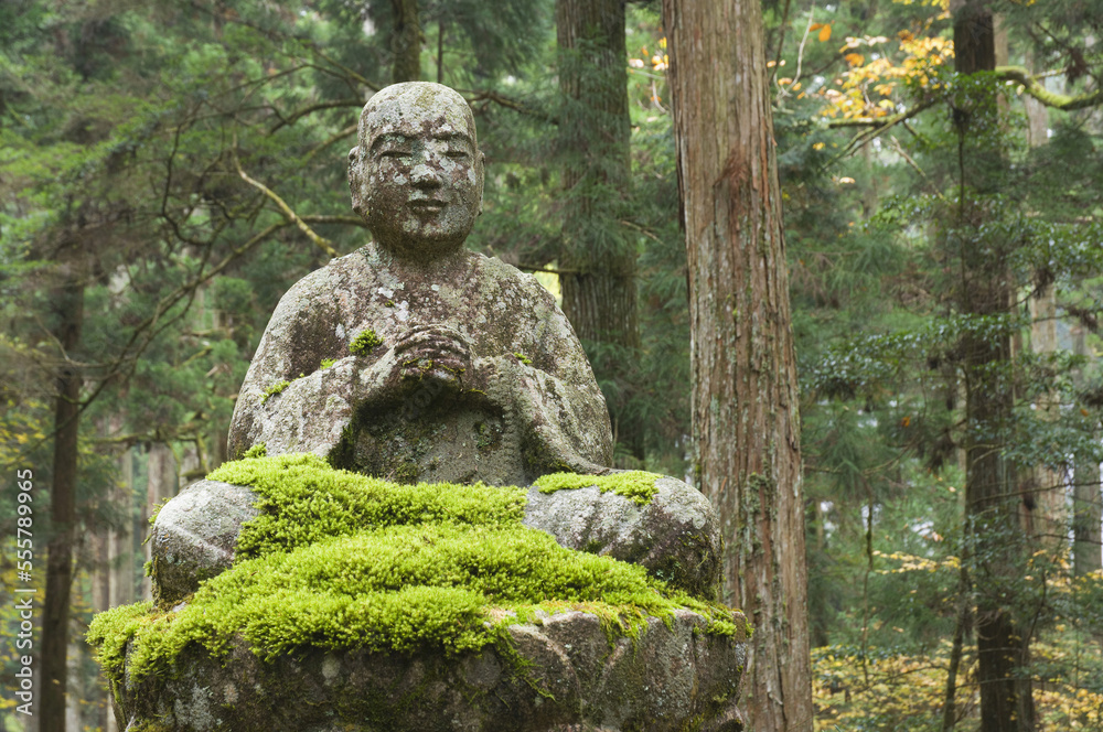 Statue by Forest, Kansai, Honshu, Japan Statue by Forest, Kansai, Honshu, Japan