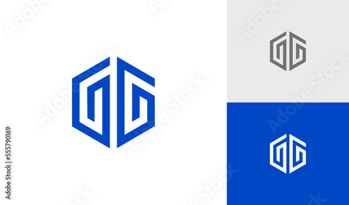 Letter GG hexagon logo vector