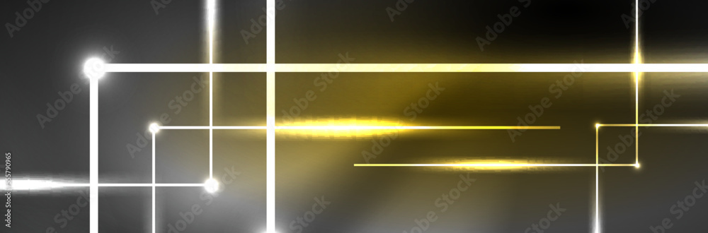 Neon glowing fluid wave lines, magic energy space light concept. Vector illustration for wallpaper, banner, background, leaflet, catalog, cover, flyer