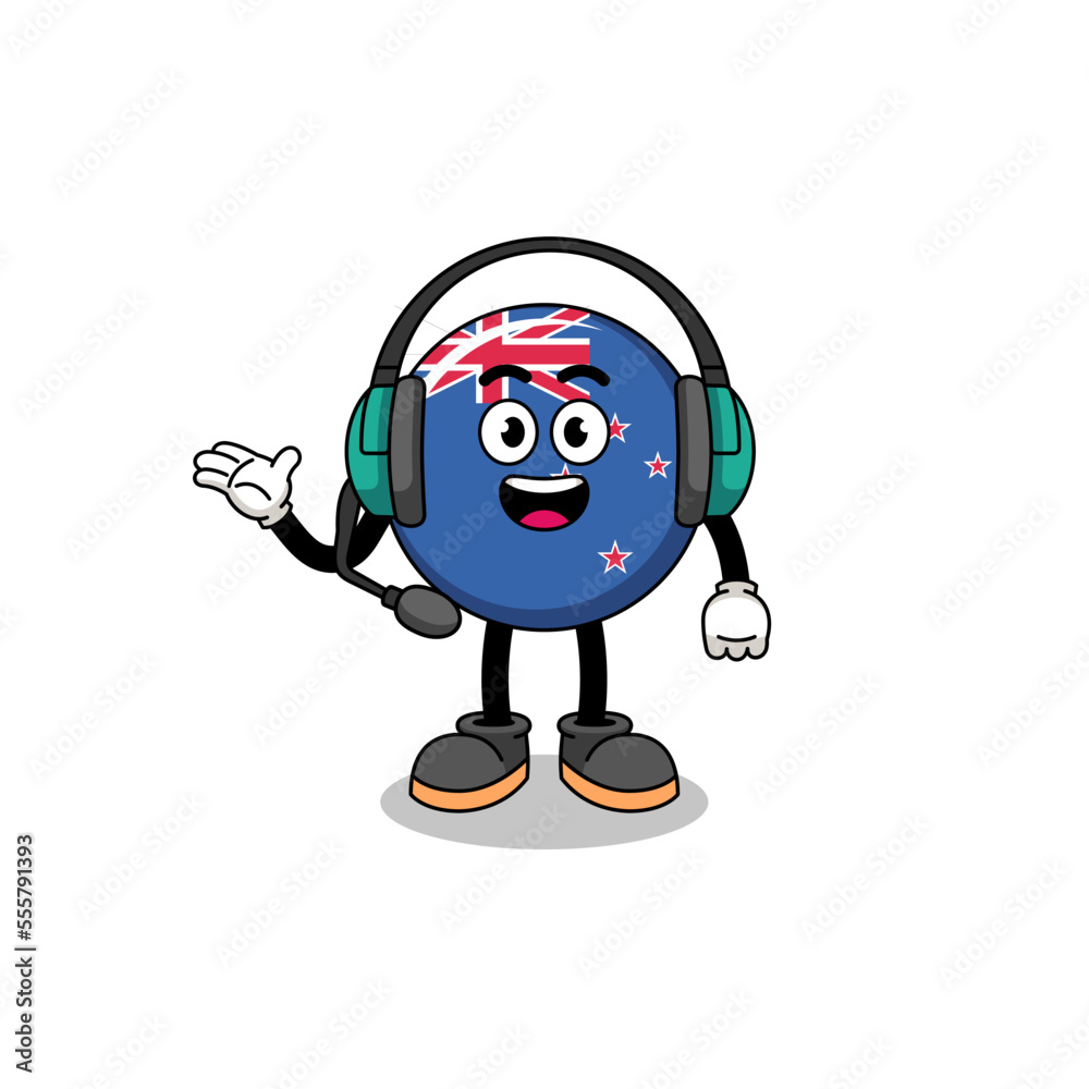 Mascot Illustration of new zealand flag as a customer services Mascot Illustration of new zealand flag as a customer services