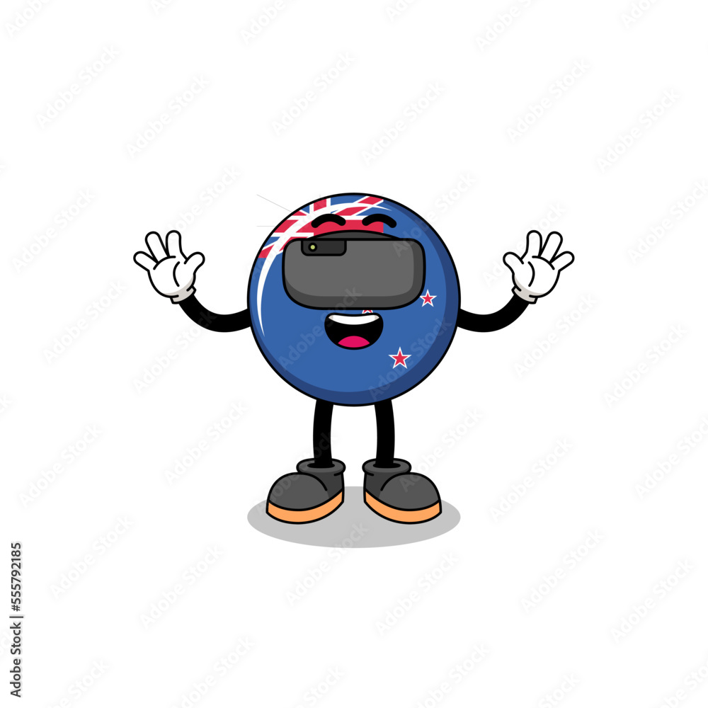 Illustration of new zealand flag with a vr headset Illustration of new zealand flag with a vr headset
