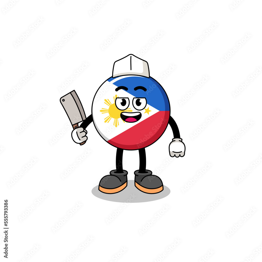 Mascot of philippines flag as a butcher Mascot of philippines flag as a butcher