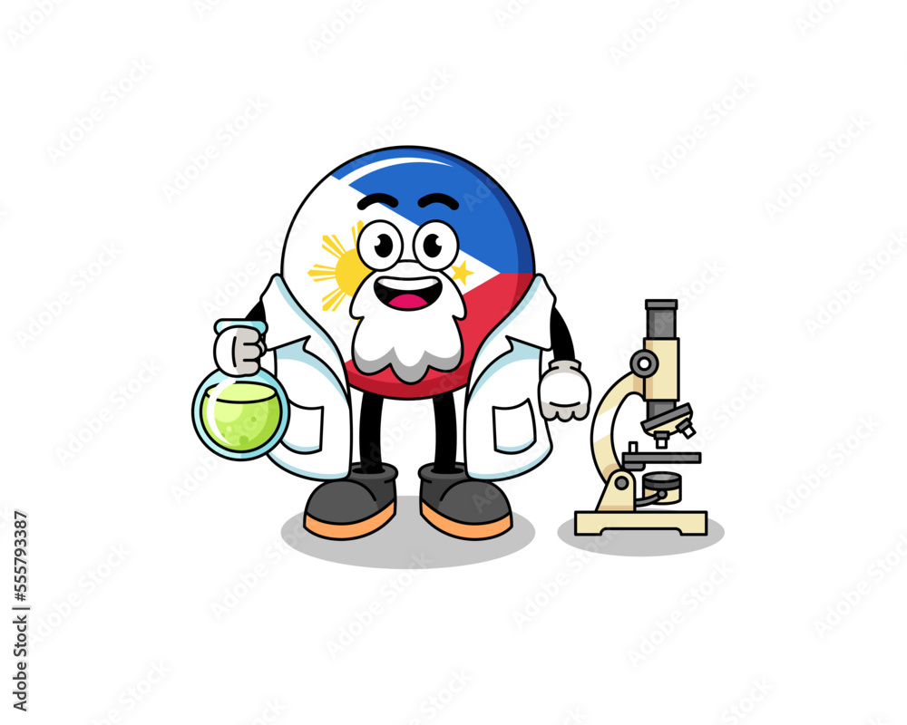 Mascot of philippines flag as a scientist Mascot of philippines flag as a scientist