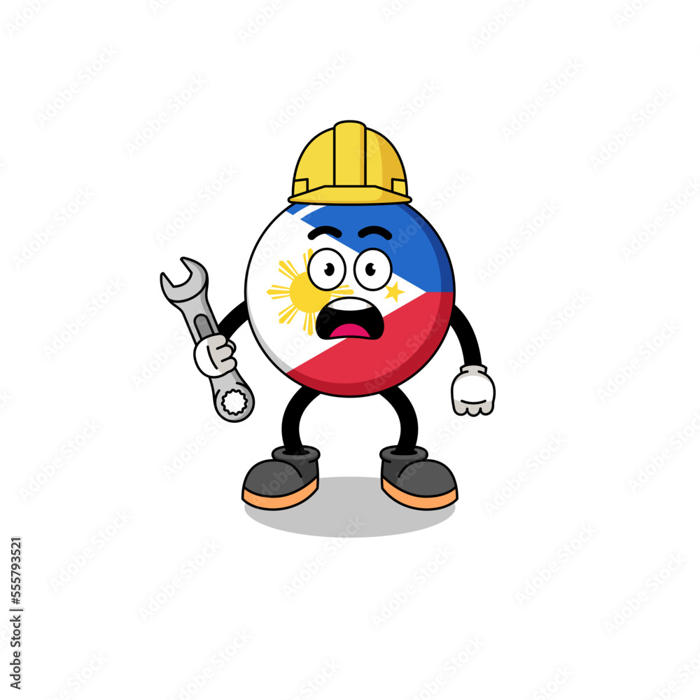 Character Illustration of philippines flag with 404 error