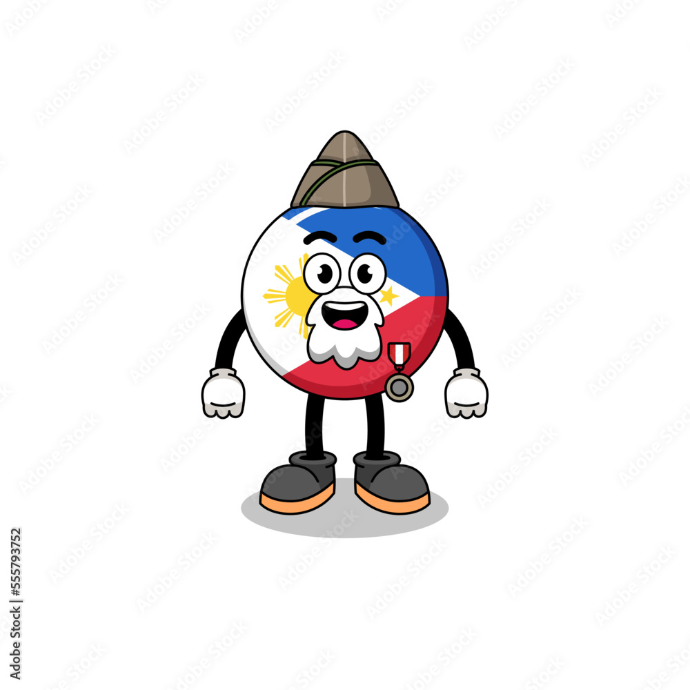 Character cartoon of philippines flag as a veteran Character cartoon of philippines flag as a veteran