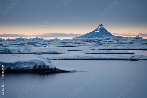 sunrise over the mountains in the arctic, generative ai