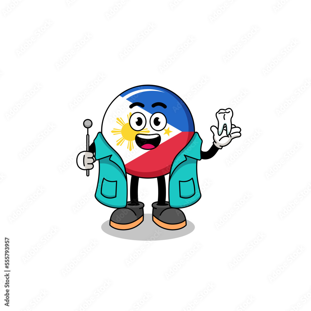 Illustration of philippines flag mascot as a dentist Illustration of philippines flag mascot as a dentist