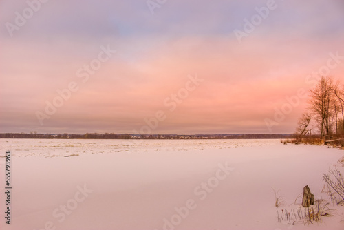 Beautiful winter landscape at the ravine Petrie Island  Ottawa river