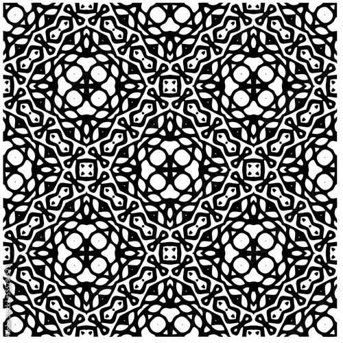 Vector pattern in geometric ornamental style. Black and white abstract background .Seamless repeat pattern.