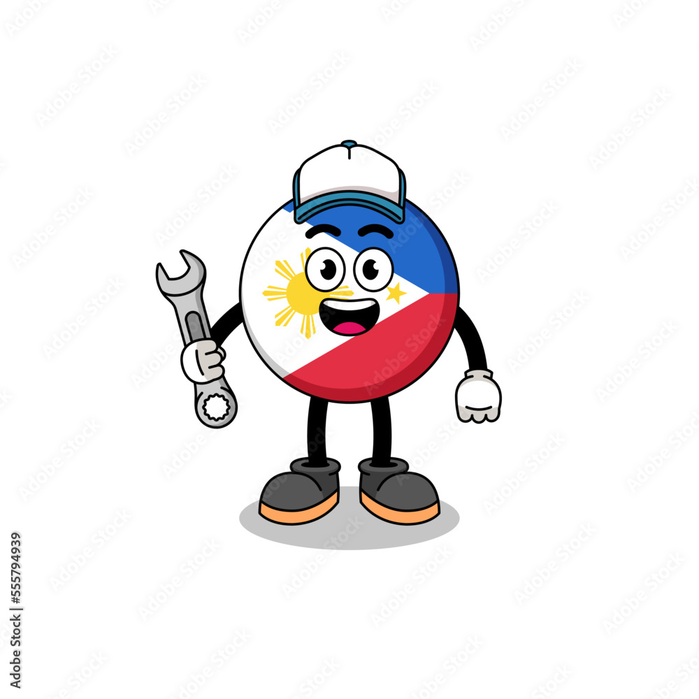 philippines flag illustration cartoon as a mechanic philippines flag illustration cartoon as a mechanic