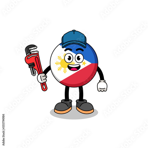 philippines flag illustration cartoon as a plumber