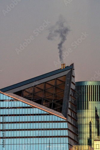 Smoke plume rises from newly constructed building in Chelsea, New York City
