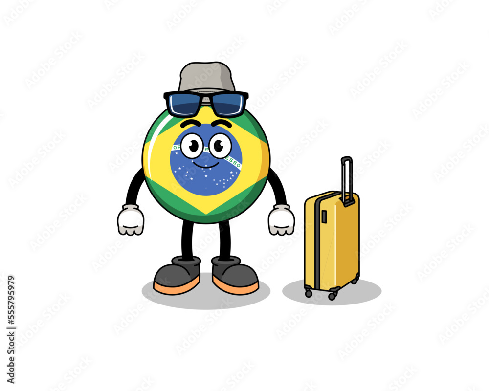brazil flag mascot doing vacation