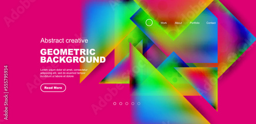 Geometric elements - squares and triangles composition background.