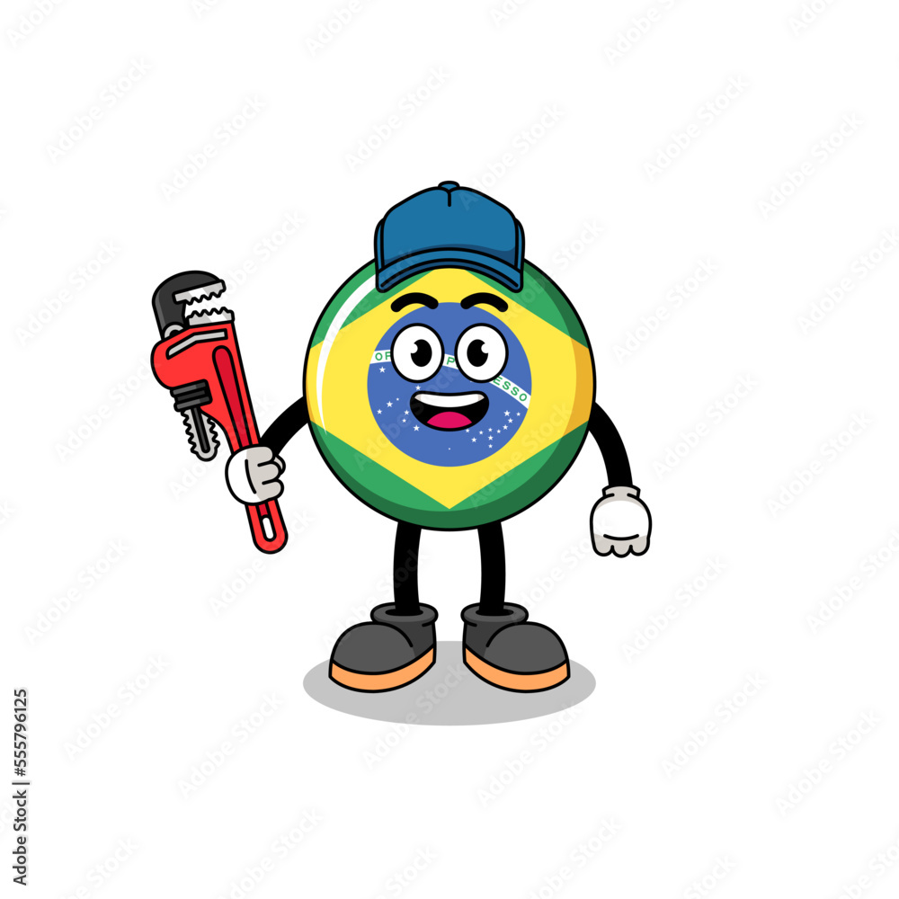 brazil flag illustration cartoon as a plumber brazil flag illustration cartoon as a plumber