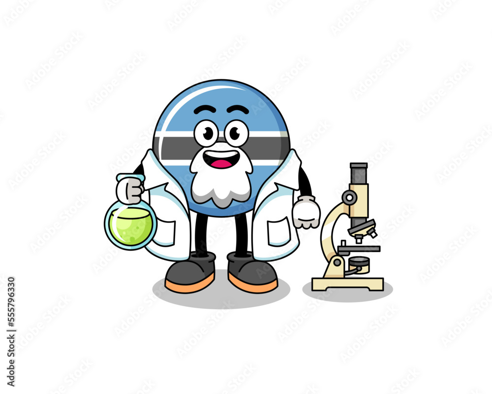 Mascot of botswana as a scientist