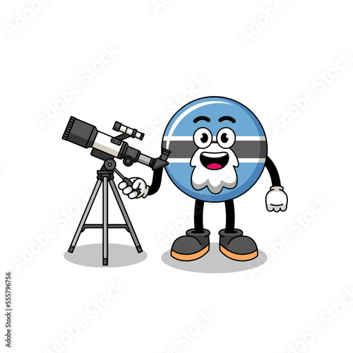 Illustration of botswana mascot as an astronomer