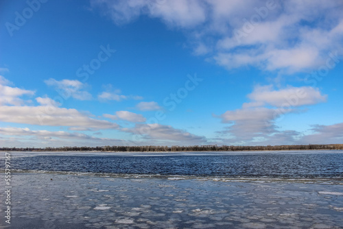 Beautiful winter landscape at the ravine Petrie Island  Ottawa river