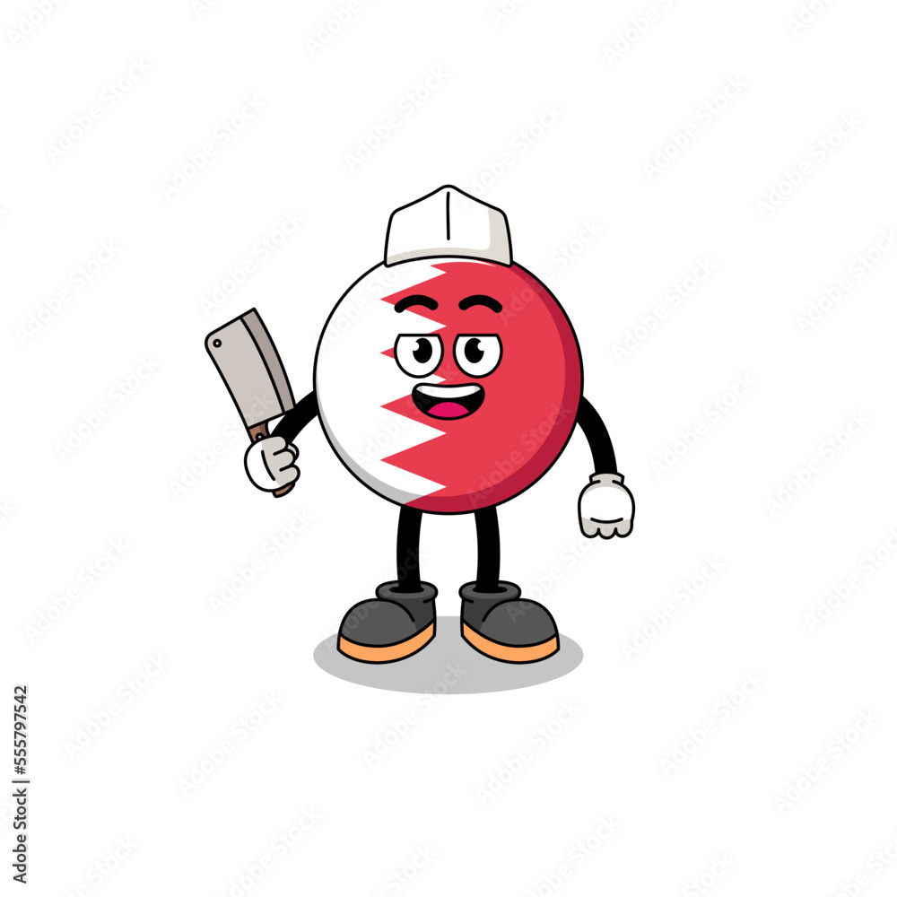 Fototapeta premium Mascot of bahrain flag as a butcher