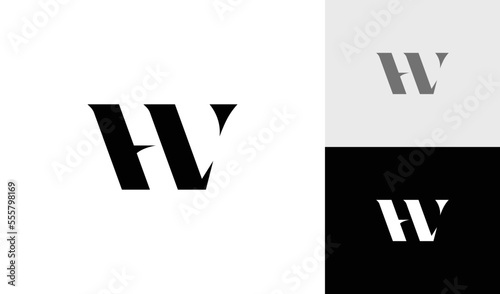 Simple and abstract letter HW or WH monogram logo design vector