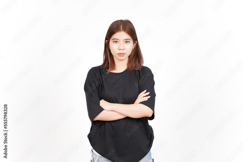 Folding arms with angry face expression of Beautiful Asian Woman Isolated On White Background Folding arms with angry face expression of Beautiful Asian Woman Isolated On White Background